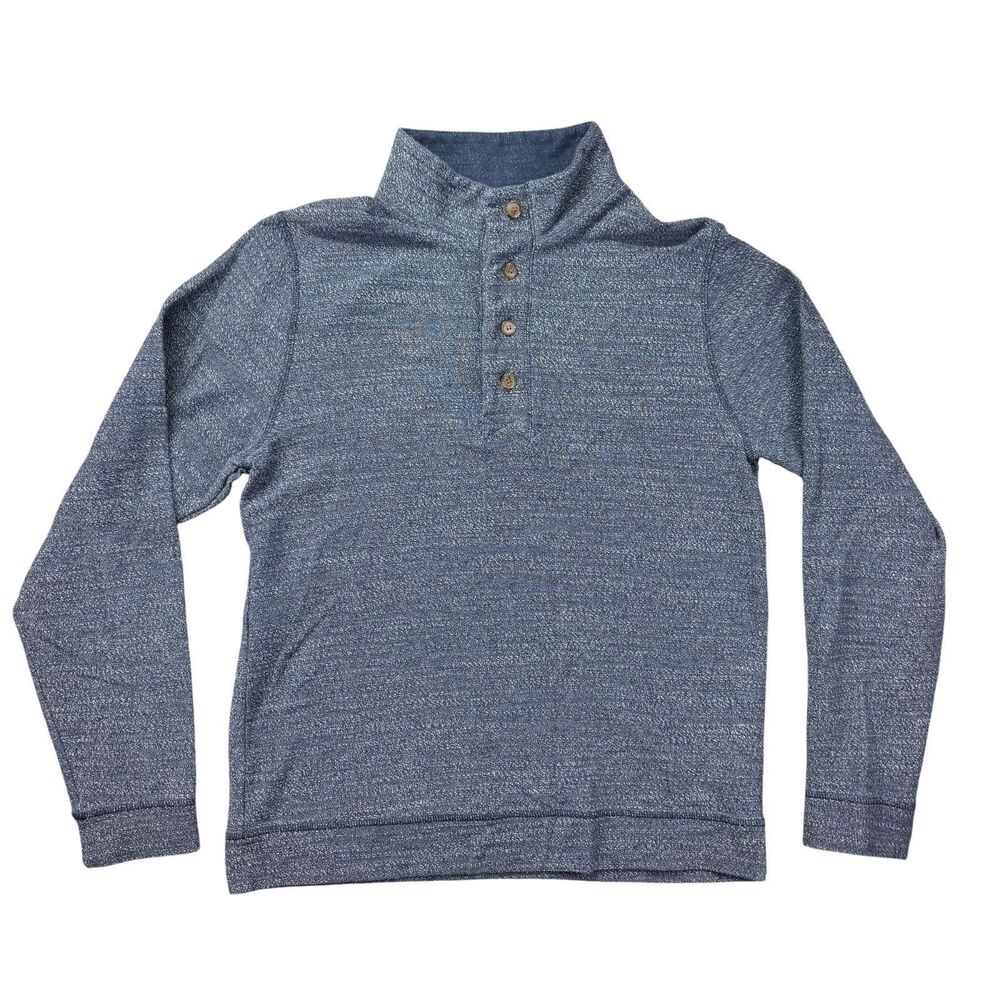 Marine Layer Pullover Men's Large Blue Clayton Sweater Textured Mock Neck Henley